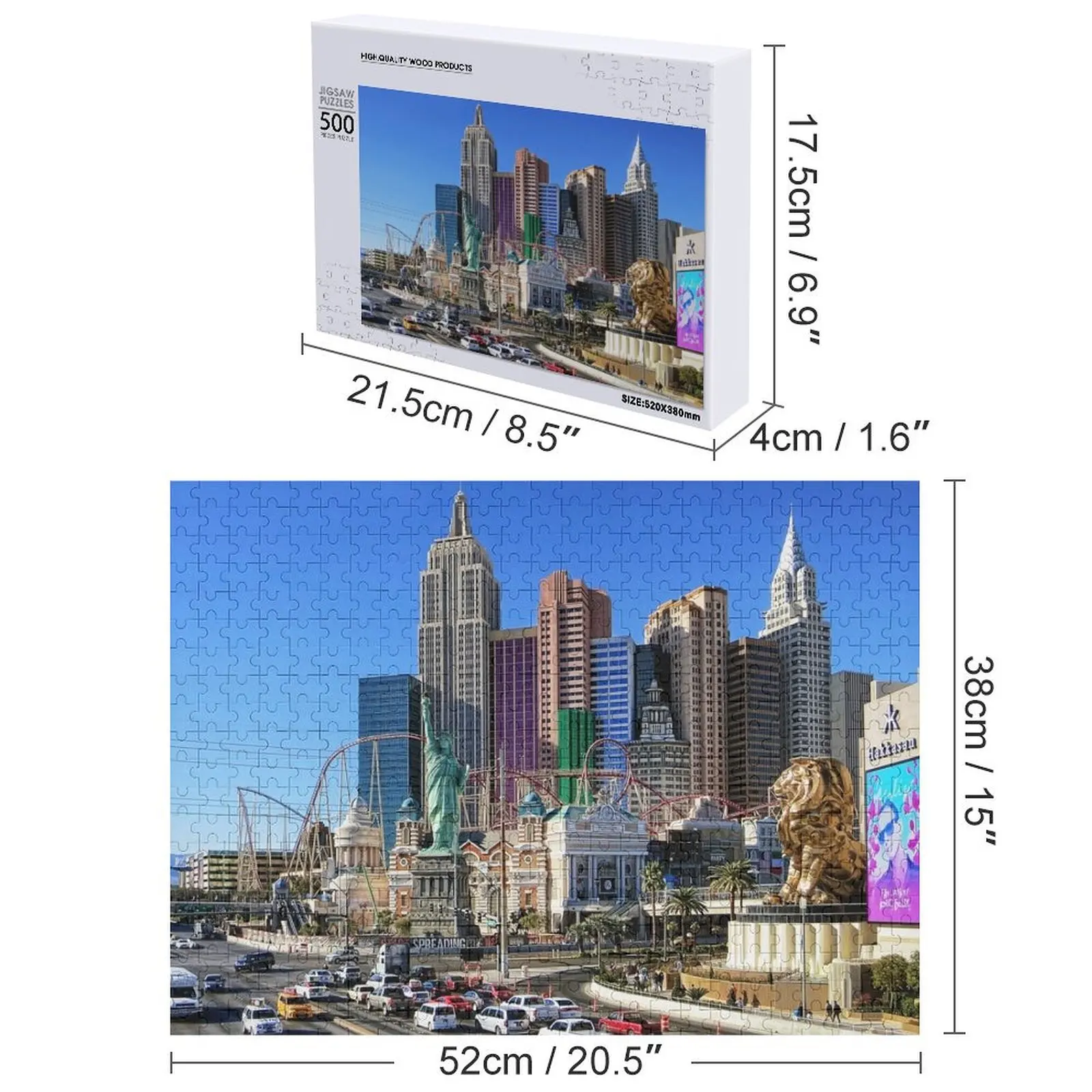 New York, New York Las Vegas Puzzle Nom personnalisé Nom de jouet personnalisé Puzzle de jouet en bois