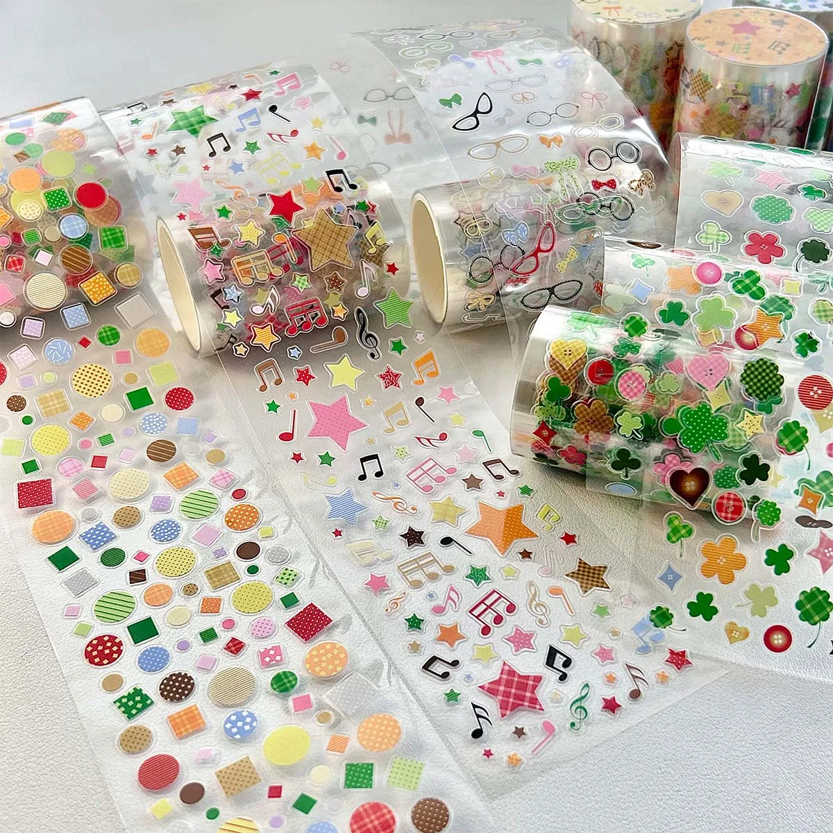 PET Doodle Sticker Tapes Clover Stickers Glasses Idol Cards Deco Salt Style Scrapbook Journal DIY Decor Supplies