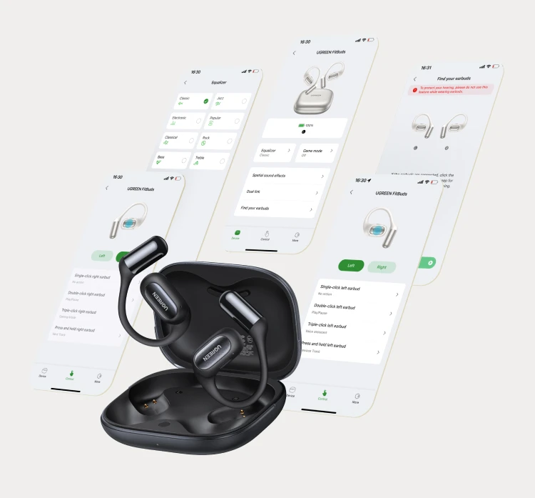 UGREEN FitBuds Open-Ear Headphones Earphones, Ear-hook TWS True-Wireless Bluetooth 6.0 Wireless Earbuds, Spatial Audio, 30H Play