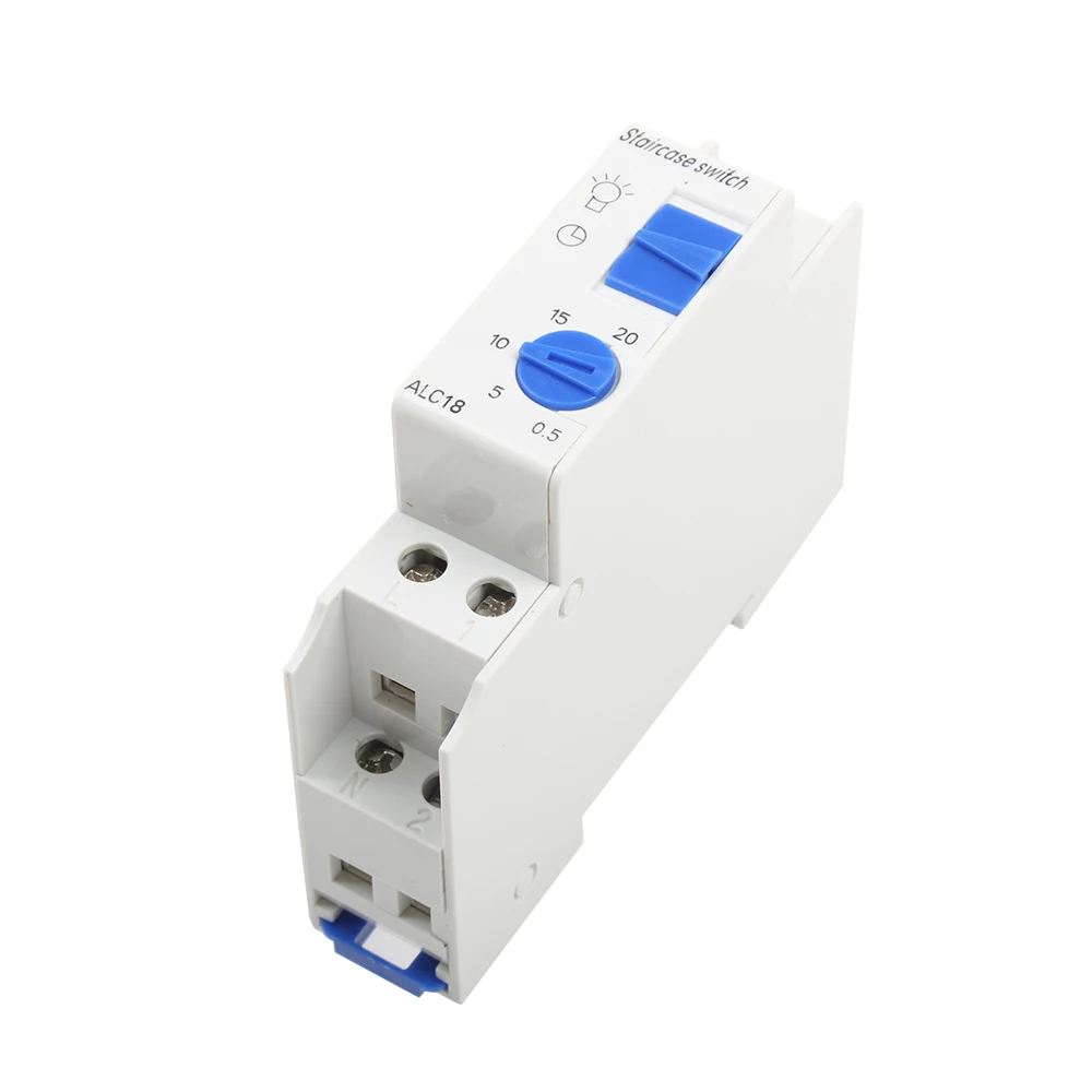 1pc DIN Rail Timer Switch for Staircase Lighting Controller ALST8 7Mins /ALC18 20 Minutes 220VAC Staircase Lighting Timer Switch