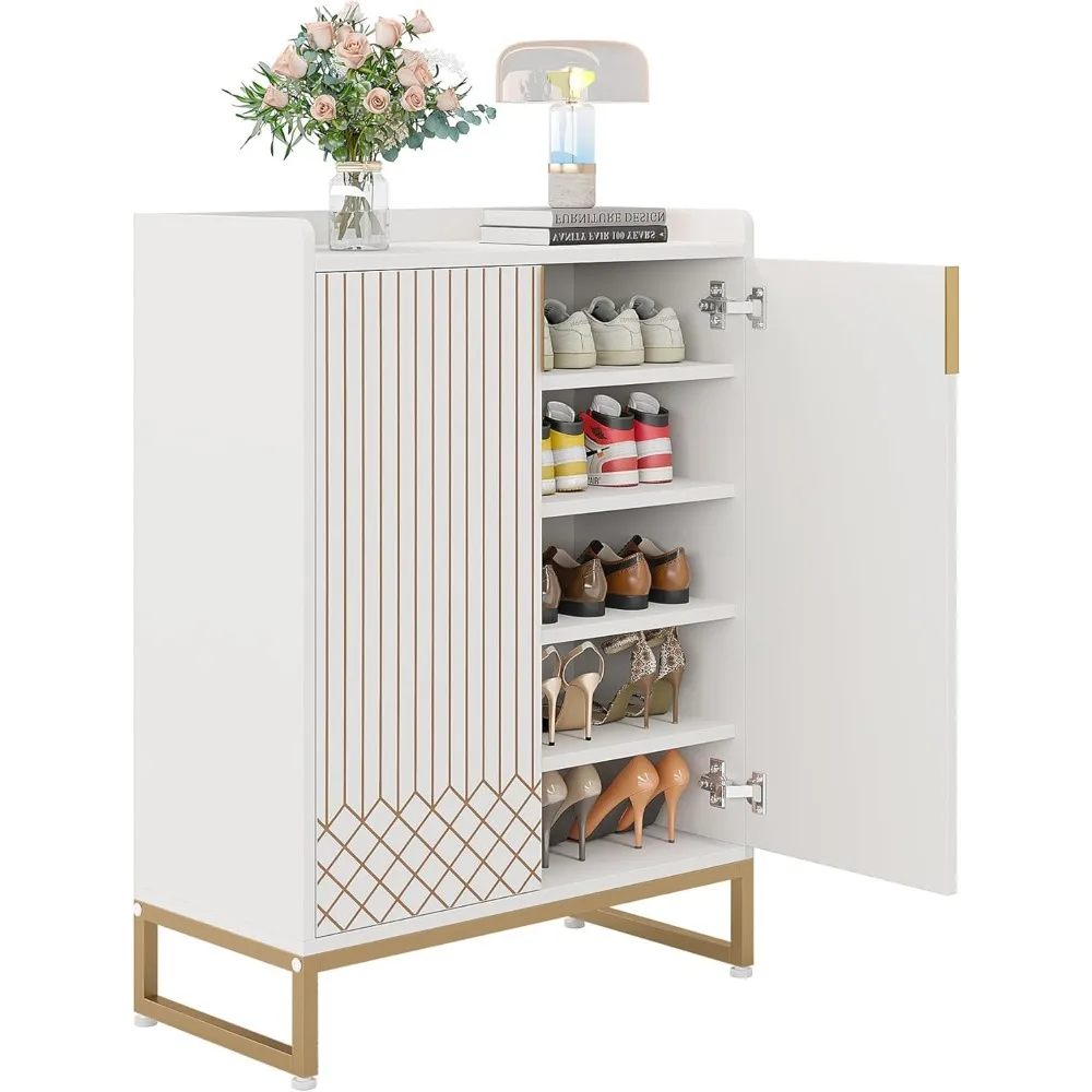 

Shoe Cabinet with Doors for Up to 25 Pairs, 5-Tier Wood Shoes Rack Organizer for Entryway Bedroom, Shoe Cabinet