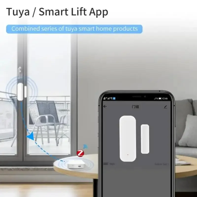 Sensor de puerta inteligente Tuya WIFI/Zigbee, detectores abiertos y cerrados, protección de seguridad, Control de vida inteligente para Alexa y Google Home