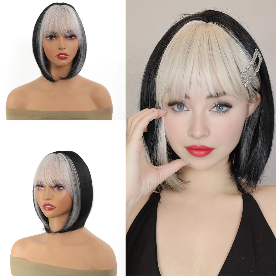 

Synthetic 12 inches Easy care Easy to wear Everyday Party Party Cosplay Wear bangs highlight inner buttoned hood