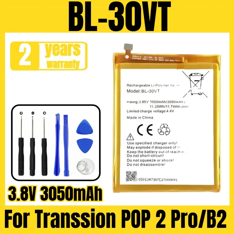 Suitable for Transsion POP 2 Pro/B2 battery BL-30VT mobile phone battery, new large capacity, free tool 3.8V 3050mAh