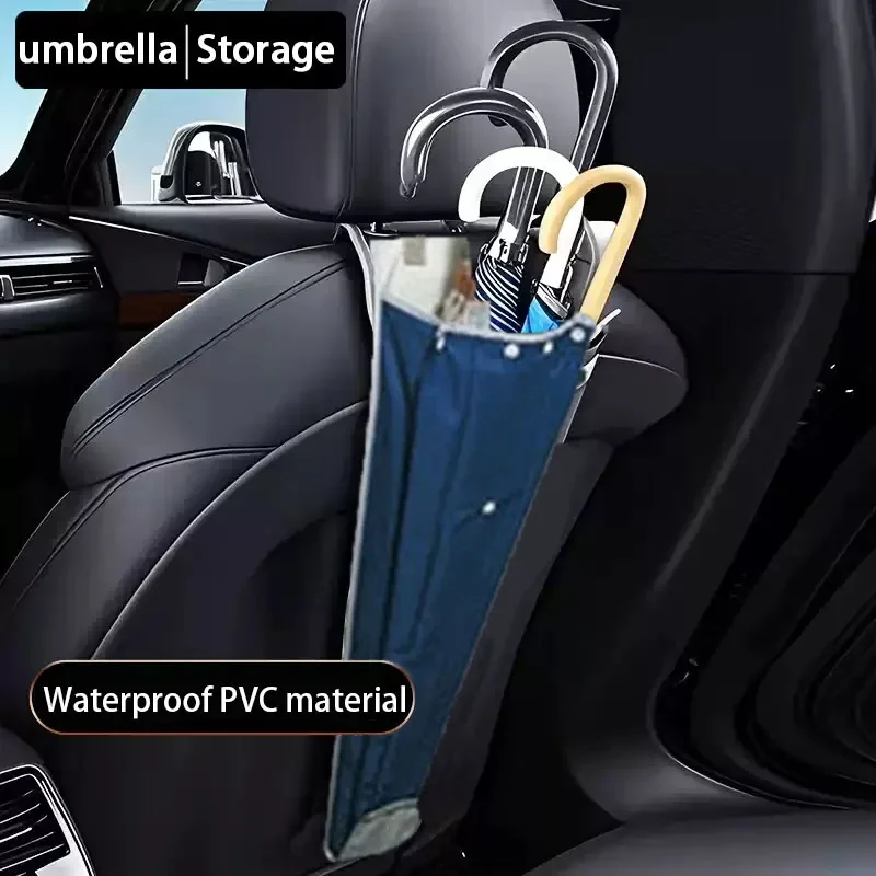 حقيبة تخزين مظلة السيارة، مادة PVC مقاومة للماء، معلقة على المقعد الخلفي، تنظيم المظلات بدقة، تحافظ على أجزاء السيارة الداخلية مرتبةًا #1