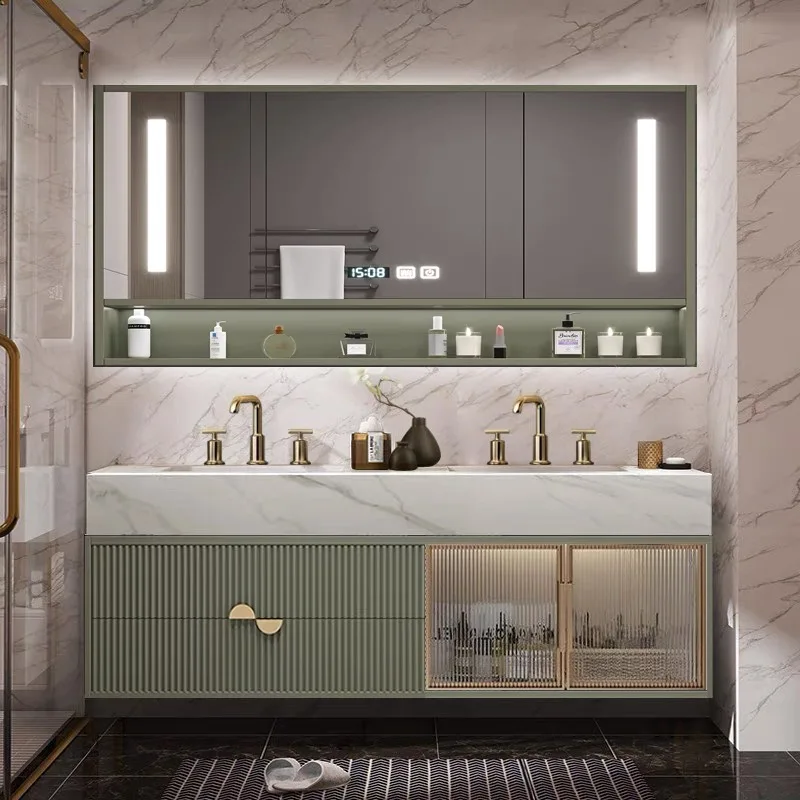 

New luxury European modern hanging bathroom vanity bathroom cabinet with luminous mirror