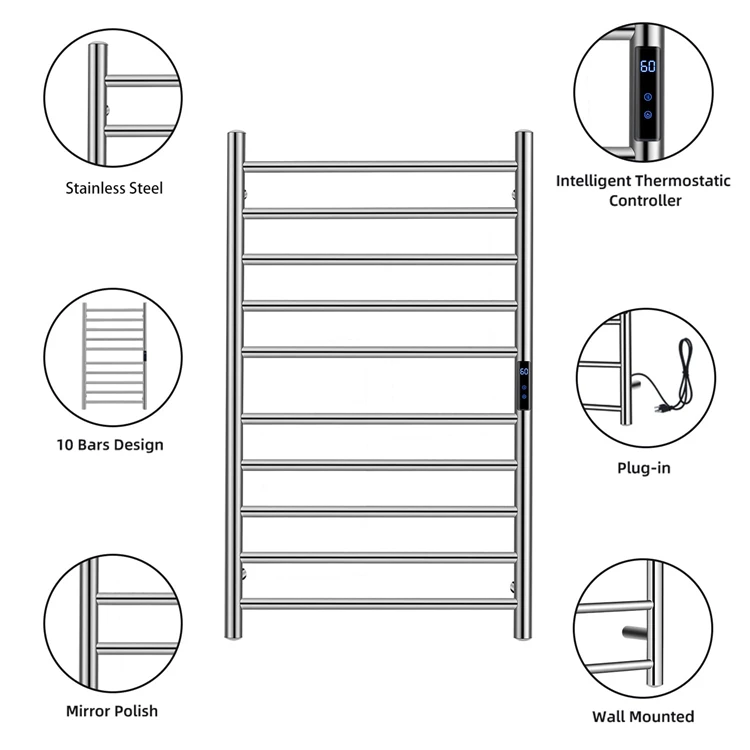 Tendedero eléctrico de acero inoxidable 304 para baño, con calefacción, precio de fábrica al por mayor
