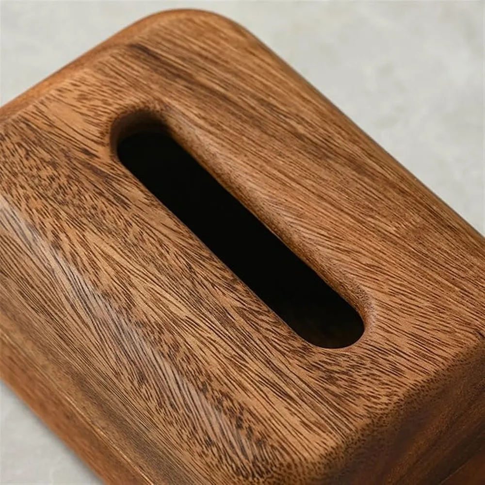 Walnut Bread Tissue Box Acacia Wood Napkin Dispenser Durable Natural Grain Living Room Multi Purpose