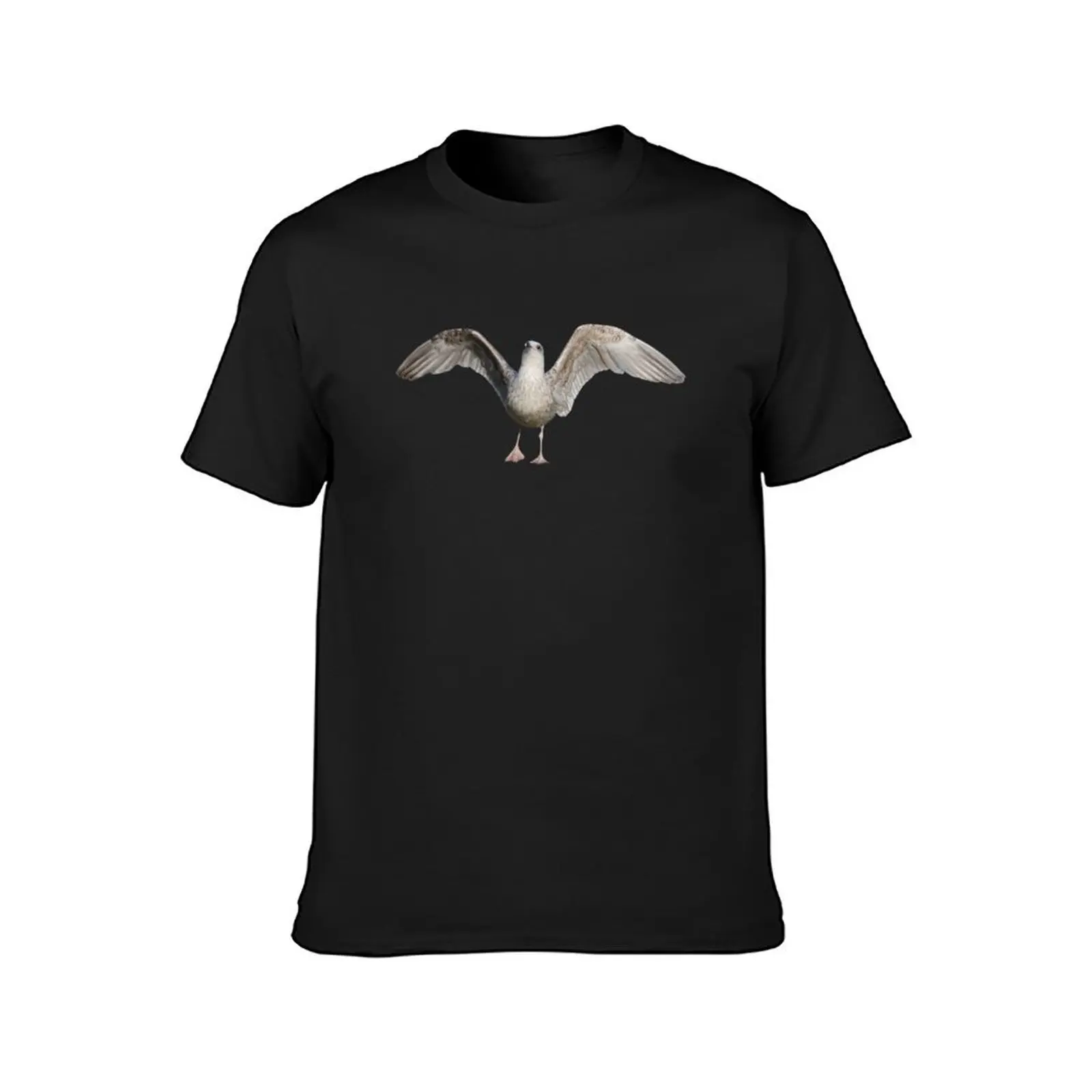 Young Seagull with Angel Wings - dusty pale blue background T-Shirt blacks customizeds anime t shirts men