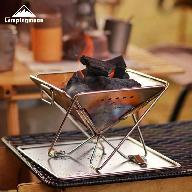 

CAMPINGMOONX-MINIPRO Регулируемый складной вертикальный угольный гриль для европейского кемпинга на открытом воздухе, прочный мангал для приготовления пищи