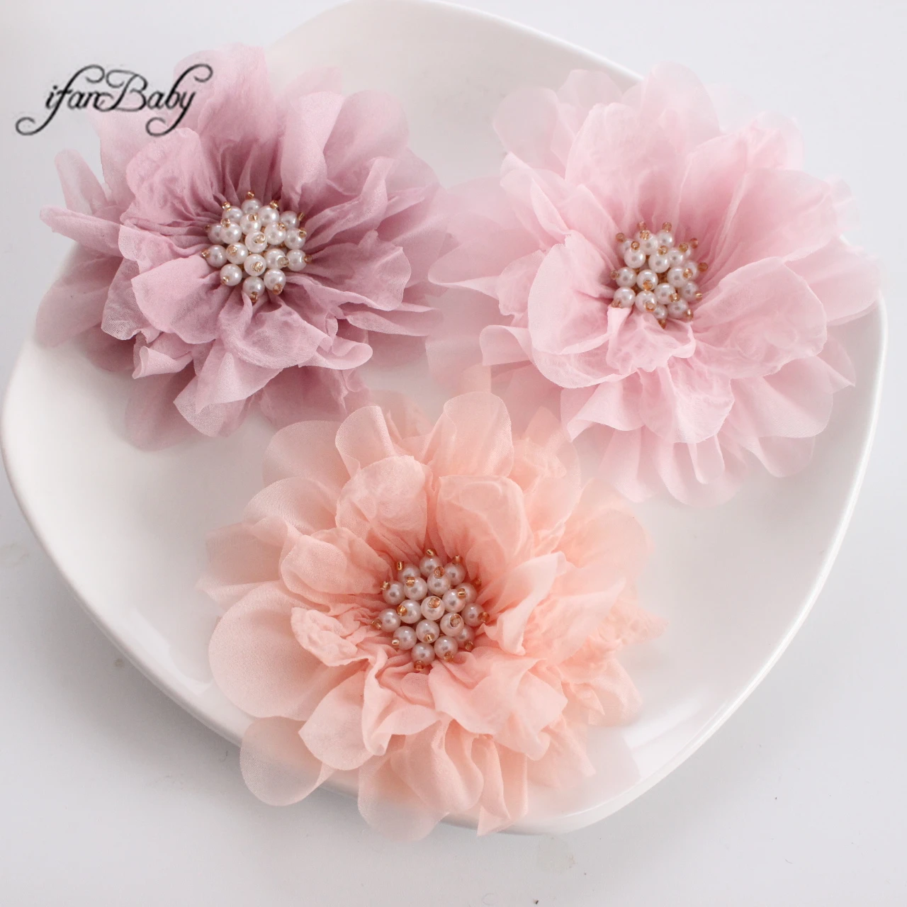 

3D Chiffon Fabric Hair Accessories for Girls Organza Ballerina Flower Hair Flowers Patches for Kids' Hats Clothes Dresses