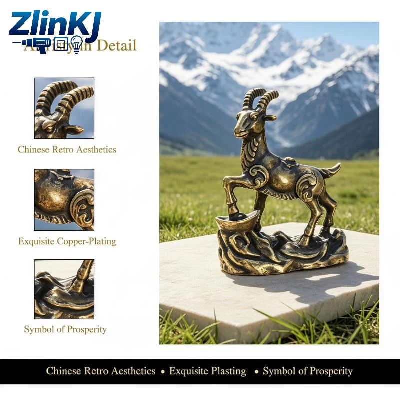 Metal Zodiac Goat Statue Rustproof Crafted Sheep Ornament 1Pcs Elegant Tabletop Decor for Home Office Gift