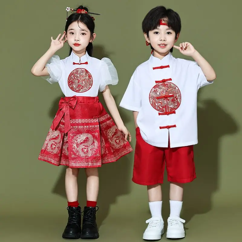 

Kindergarten Dress Summer June 1 Performance Dress Hanfu Primary School Summer Graduation Chinese School Dress National Style