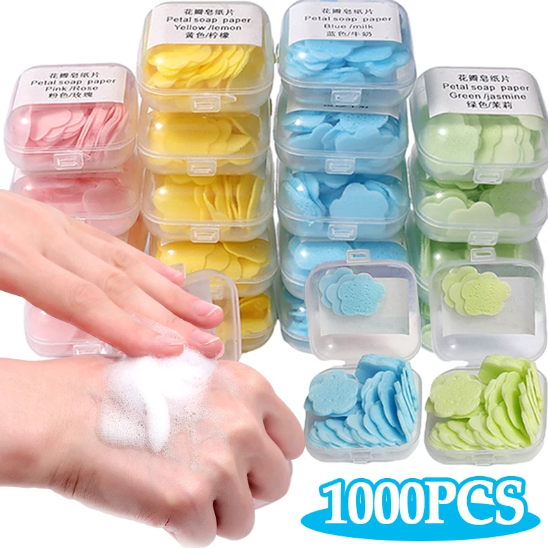 100-1000PCS Portable Soap Paper Disposable Soap Flakes Hand Washing Slice for Student Children Easy Carry Outdoor Travel Toilet