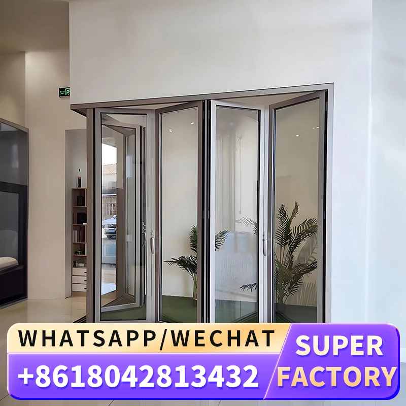 Hurricane proof Exterior Bi folding Door Aluminum Patio Bifold Doors Puertas Plegables Accordion Folding Glass Door