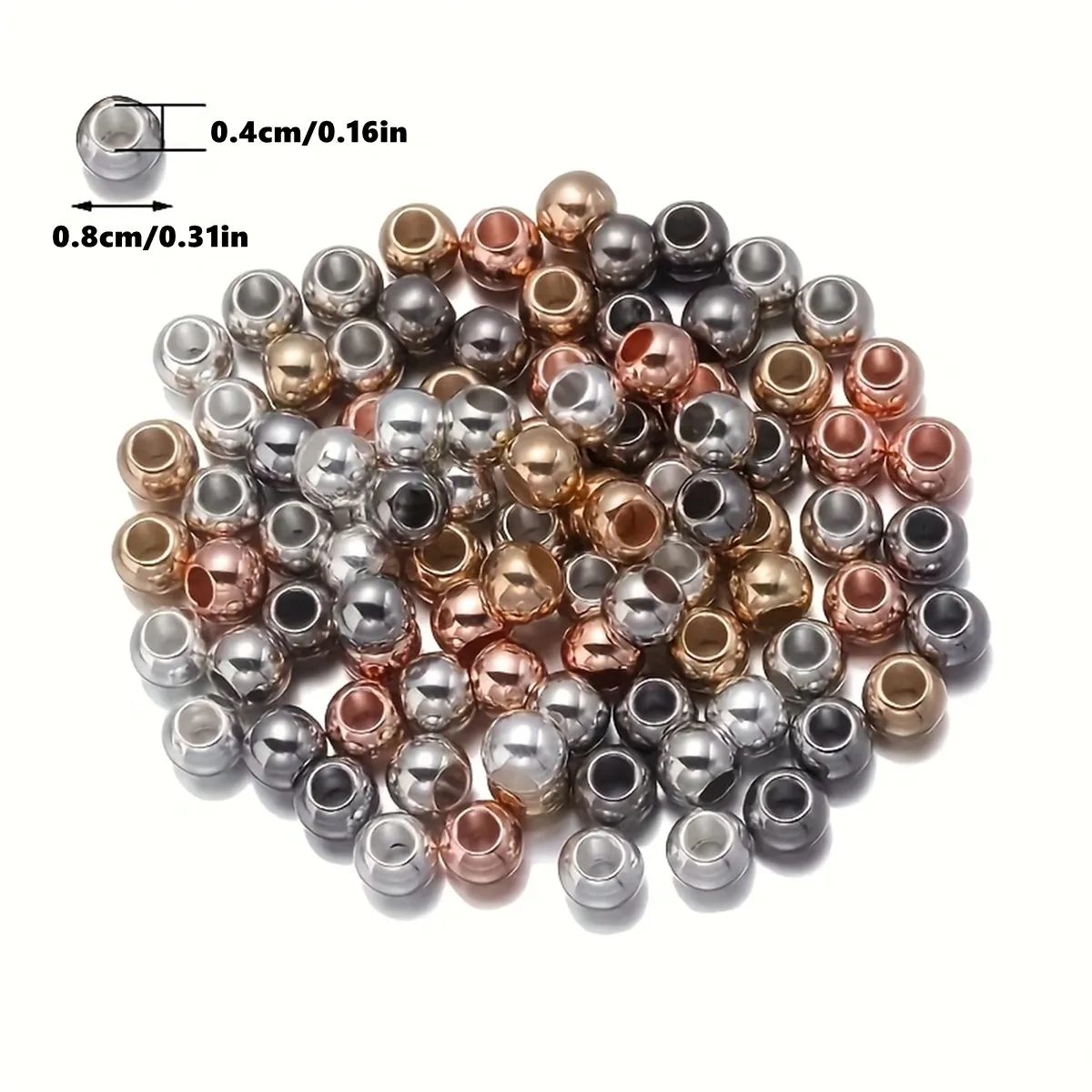 8mm 250pcs Golden And Silvery Large Hole Round Beads Acrylic Beads For DIY Decors DIY Making
