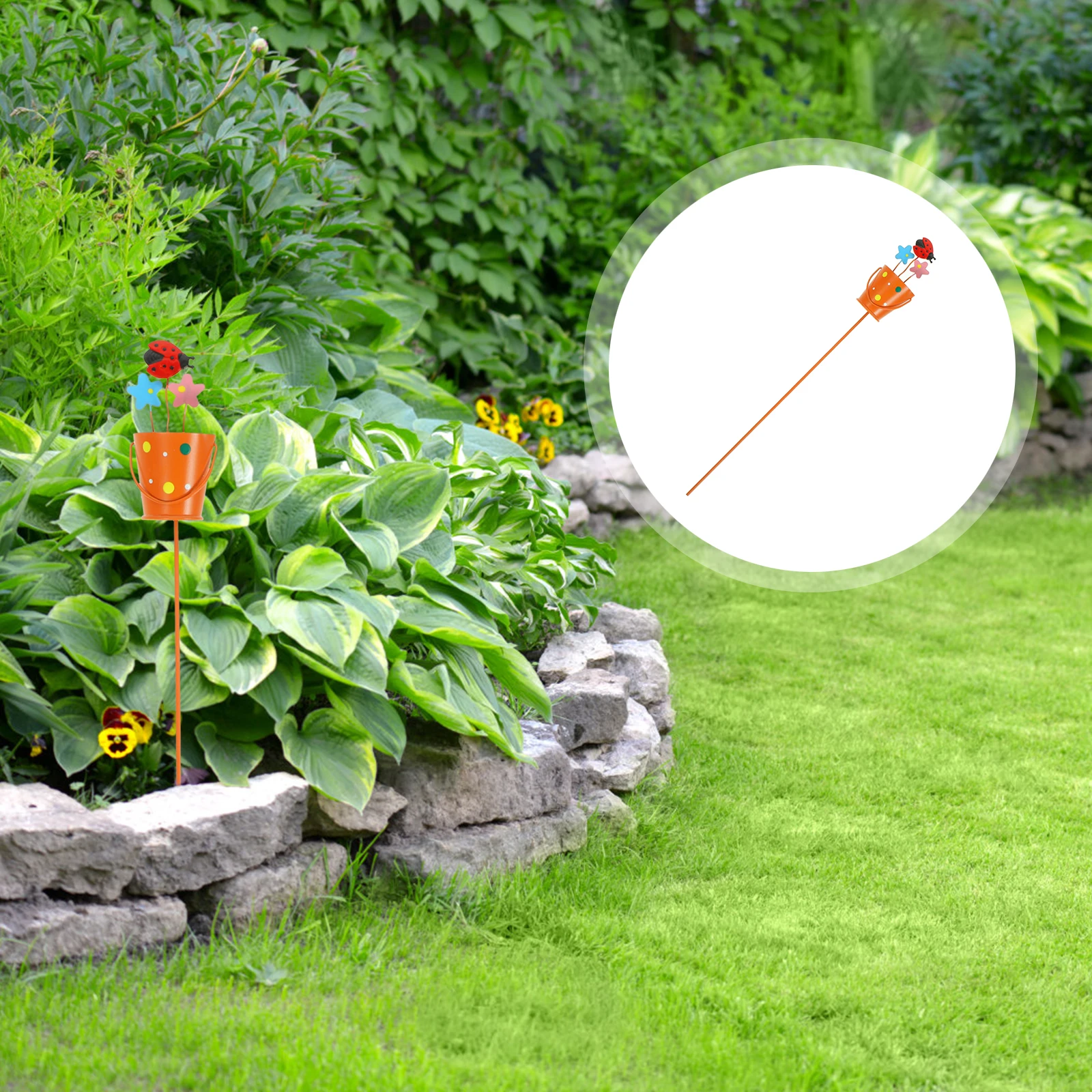 

Creative Iron Garden Stake Decor Weather-Resistant Metal Lawn Ornament Adorable Cartoon Design Outdoor Yard Flower Pot Stakes