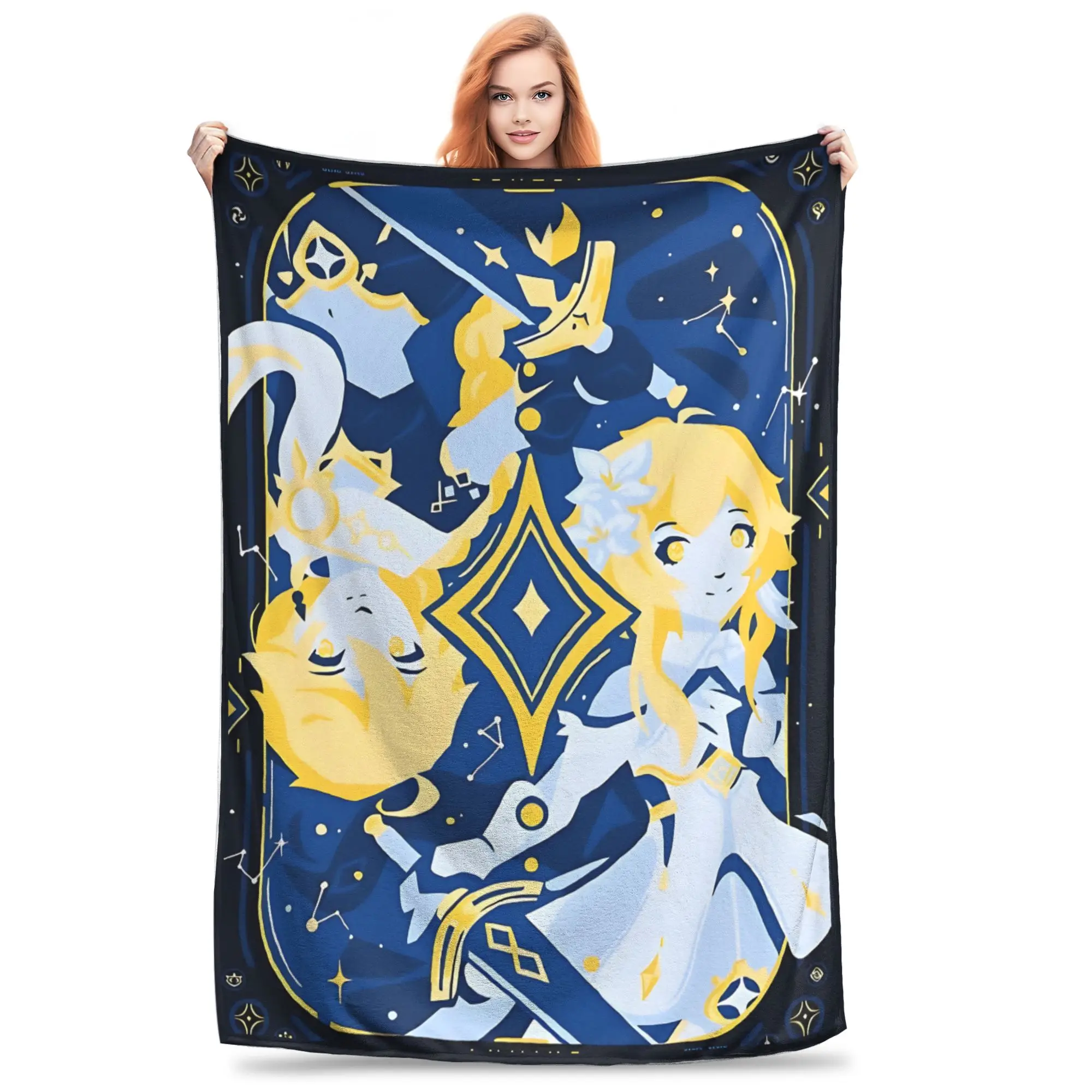 1PC Genshin Impact Protagonist Blanket Throw Blanket  Novelty Warm Blanket All Season Gift