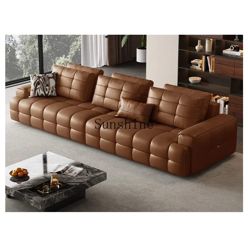 

Italian leather living room with in-line sofa furniture