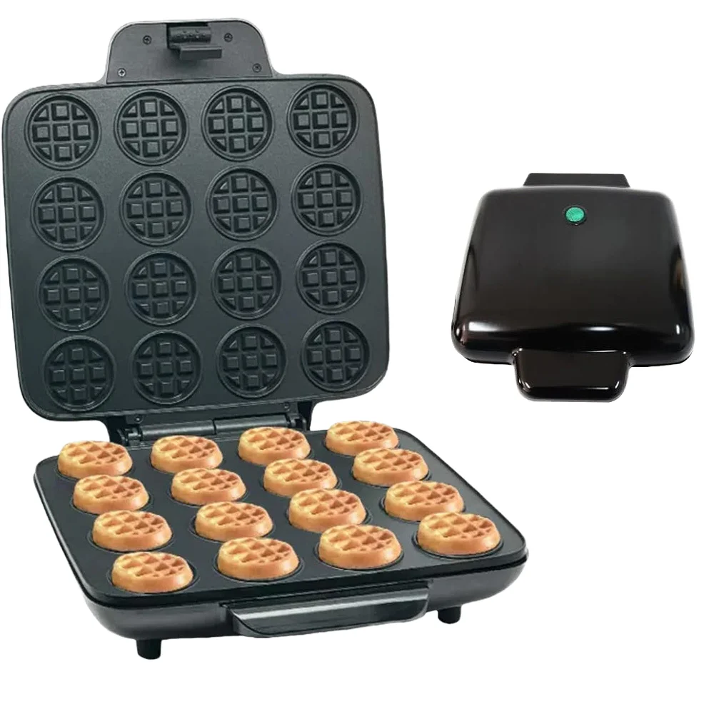 Máquina para Hacer Waffles de 16 Unidades, Mini Wafflera para Waffles Individuales Rápidos, Perfecta para Desayunos, Postres y Meriendas