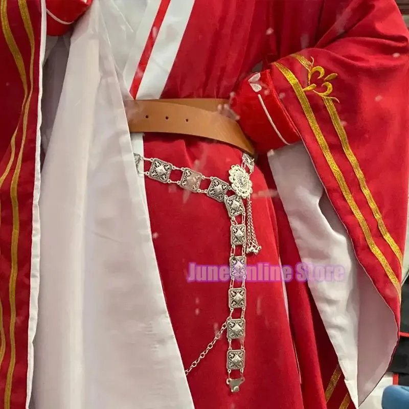 Qq38Tian Guan Ci Fu Hua Cheng Heaven Oficial Han Fu Cosplay Adereços Roupas Vermelhas Peruca Fantasia de Halloween Festa Masculina