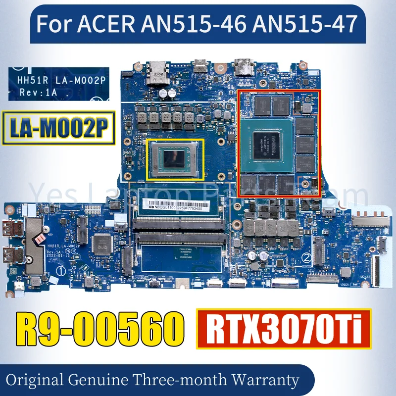 HH51R LA-M002P For ACER AN515-46 AN515-47 Laptop Mainboard R9-00560 RTX3070TI GN20-E6-A1 NBQGL11003 Notebook Motherboard