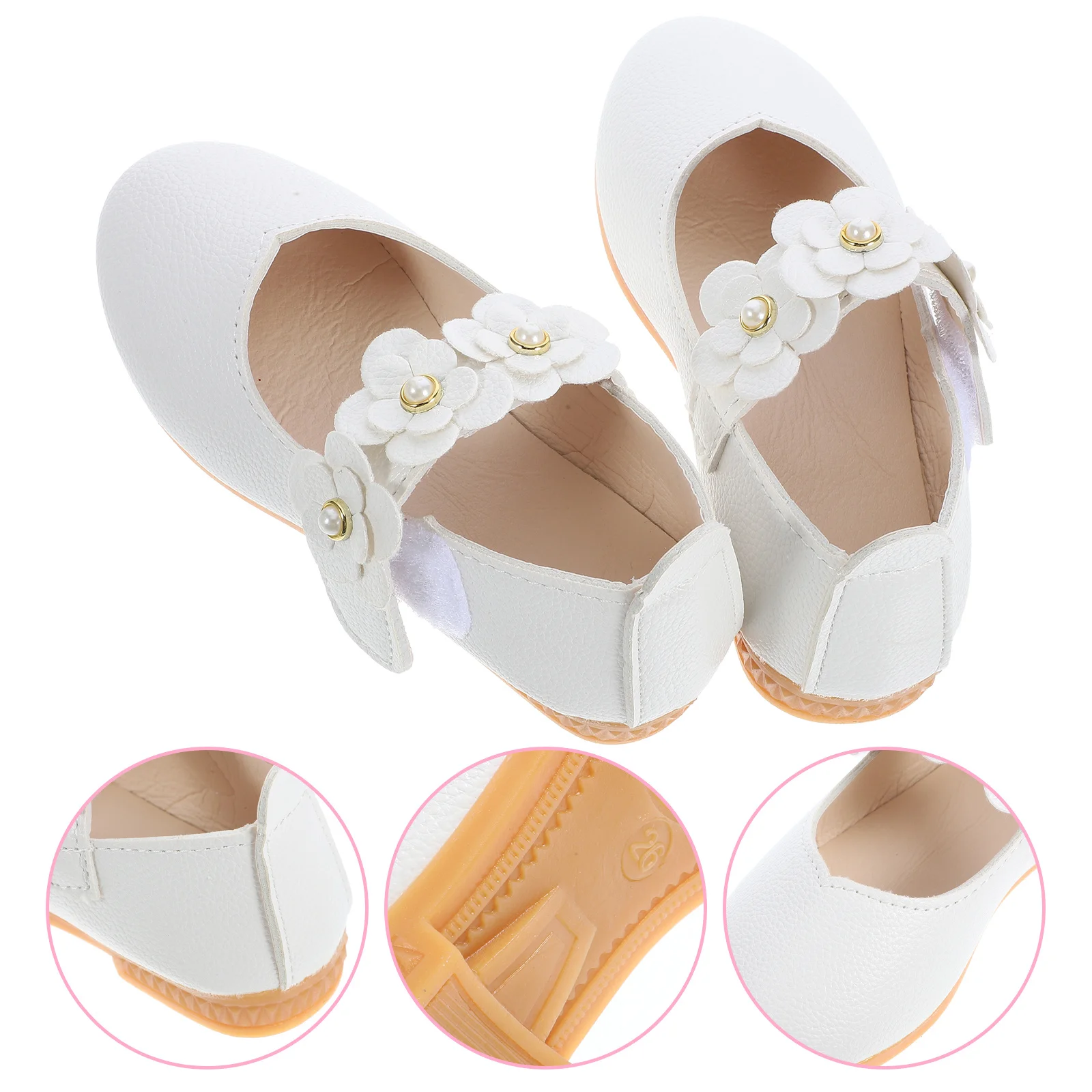 

1 Pair Kids Sole White Flower Shoes Size 26 Eu27 Us9.5 Uk10 Breathable Non Slip Comfortable Children