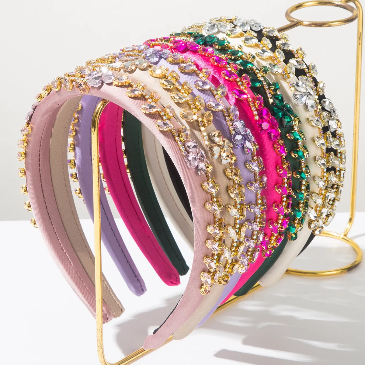 

New Fashionable Sweet Multi-colored Rhinestone Headband Full of Diamonds Luxury Beautiful Hair Accessories Women