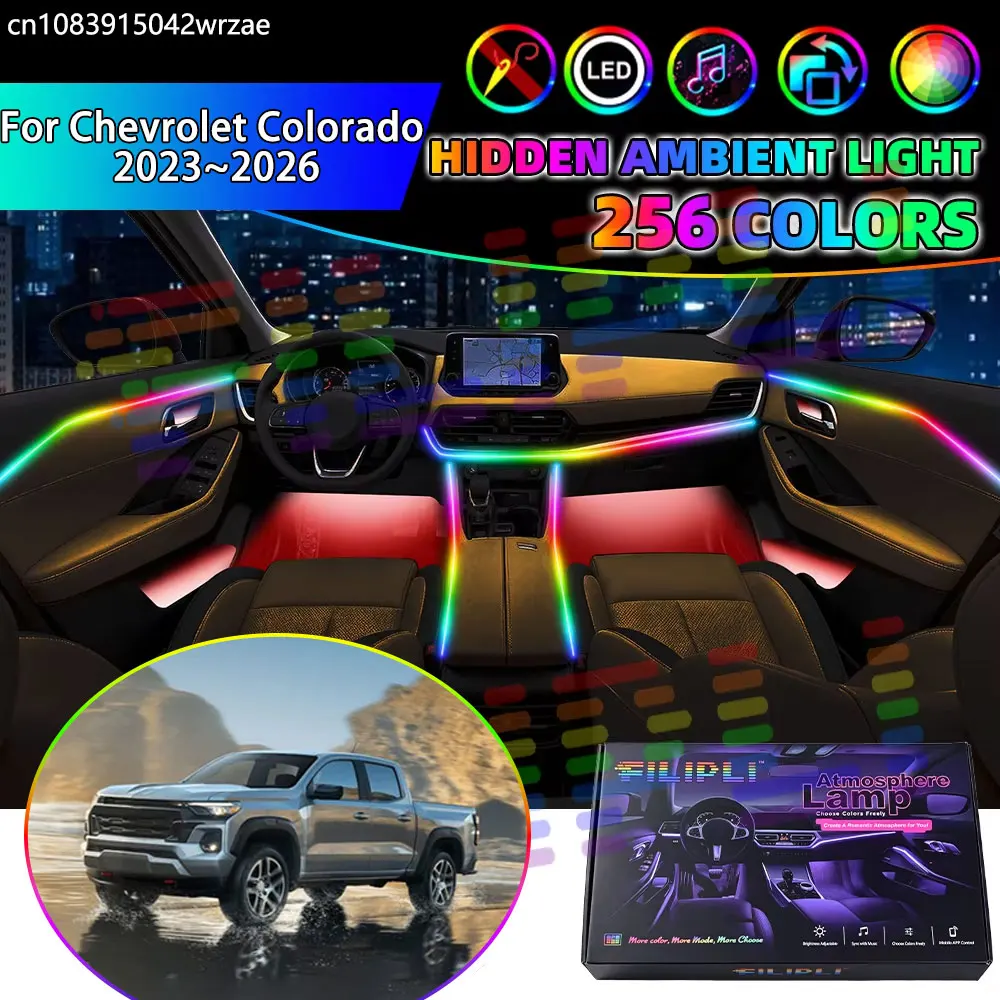 For Chevrolet Colorado 2023~2026 MK3 2024 RGB Car Interior Ambient Lights Strips Breathing Lighting Kit App Control LED strips
