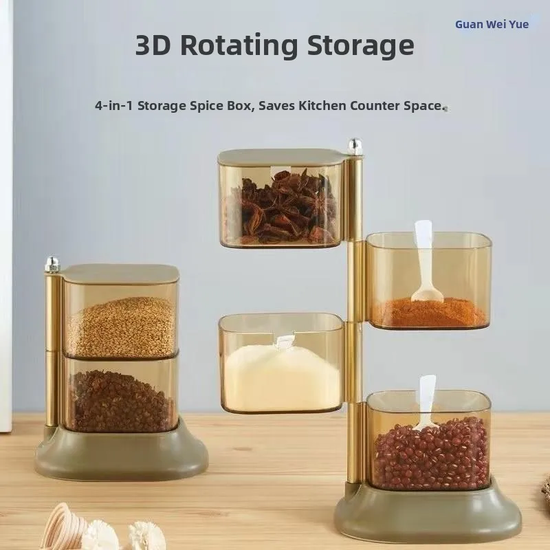 

Multi-Layer Rotating Spice Box Vertical Kitchen Spice Ra Sed Box Spice Combination Set Hexagonal ape Non-Slip Design