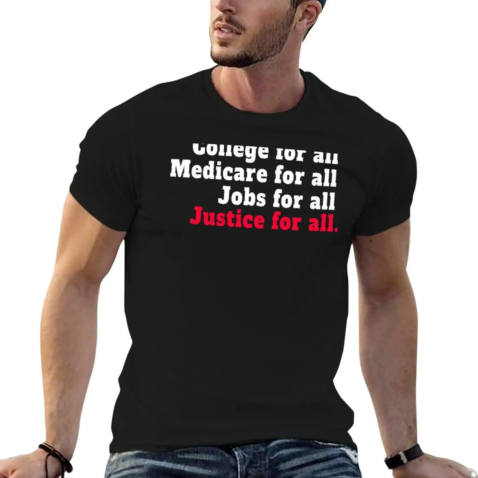 Justice pour tous. Medicare pour tous. L'université pour tous. T-shirt masque facial pour homme, t-shirts graphiques anime, t-shirt oversize