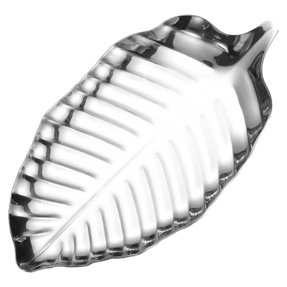 

Stainless Steel Leaf Shaped Plate Simple Design Candy Dish Party Use Restaurant Tableware Large Serving Platter