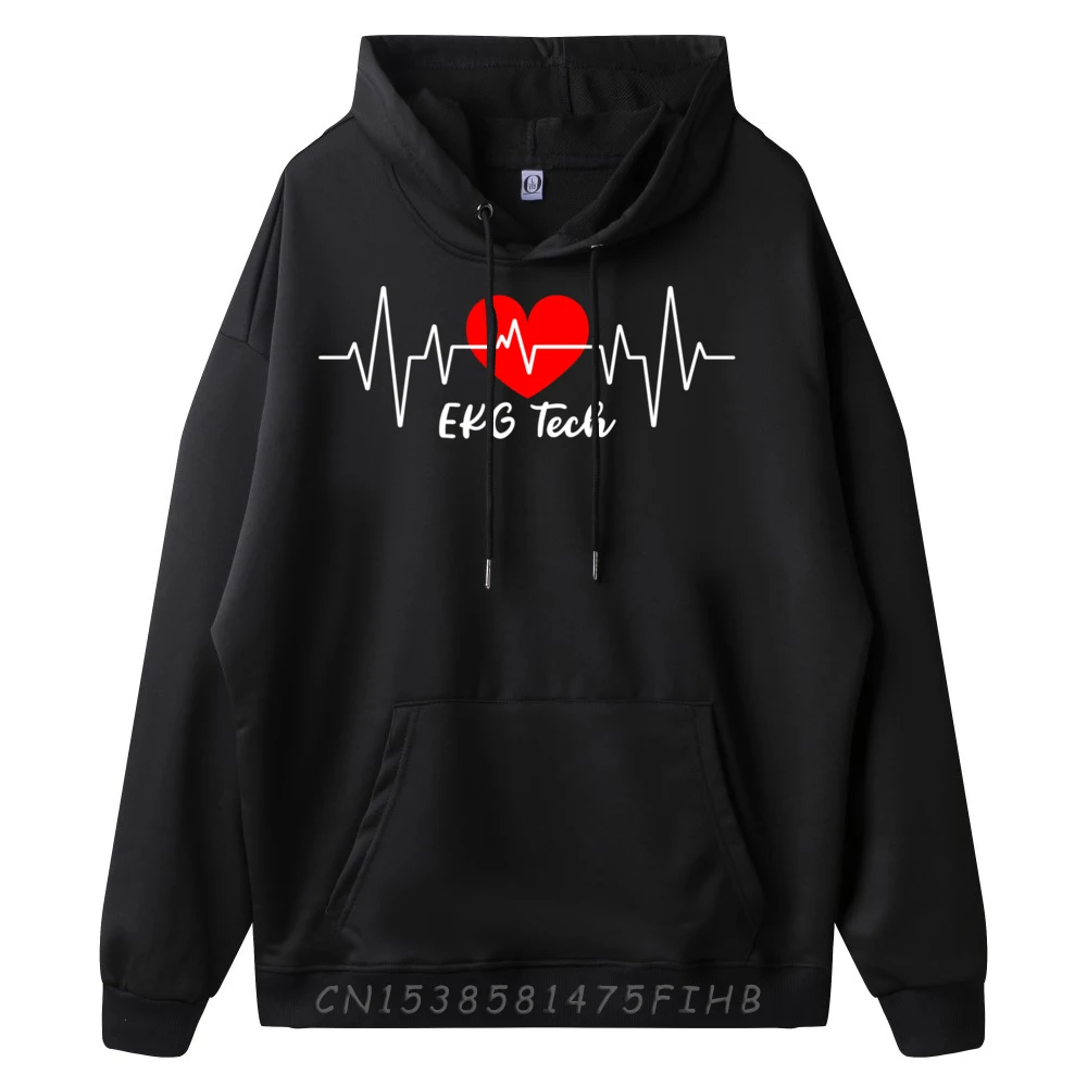 EKG Tech Heartbeat EKG Technician Black Graphic Sweatshirts New Year Oversized Men Christmas Sweater Long Sleeve