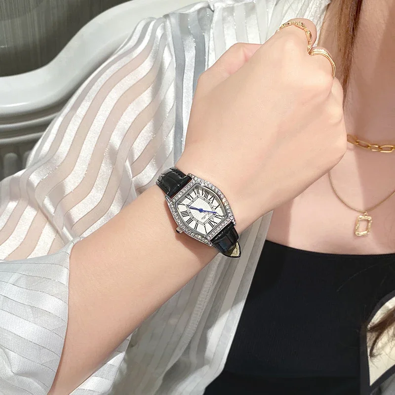 Luxury Brand Woman Watch High Quality Fashion Tonneau Ladies Fashion Quartz watches Leather Waterproof Watch for Women
