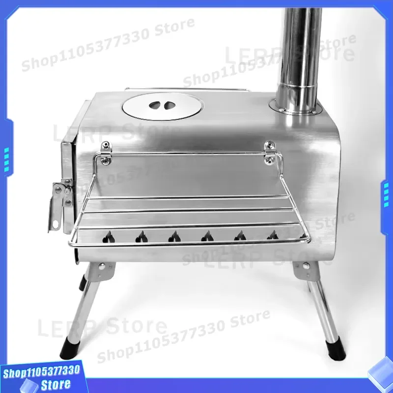 Z-2405B Portable Stainless Steel Wood Burning Stove for Outdoor Camping BBQ Tent Cooking Universal Recreational Fuel Heater