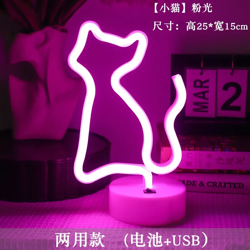 Cat Neon Light Sign LED Animal Figure Modeing Lamp Decoration Ornaments for Room Pet Shop Party Holiday USB e alimentato a batteria