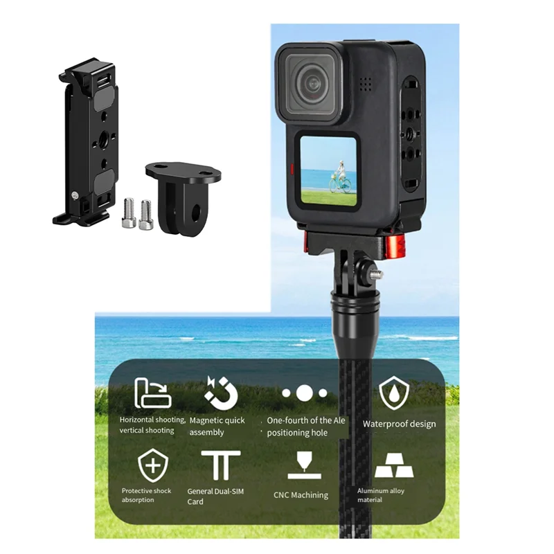 ABSQ-Vertical Cover For Gopro 13/12/11/10/9/8 Waterproof Battery Cover Camera Bracket Holder Accessories