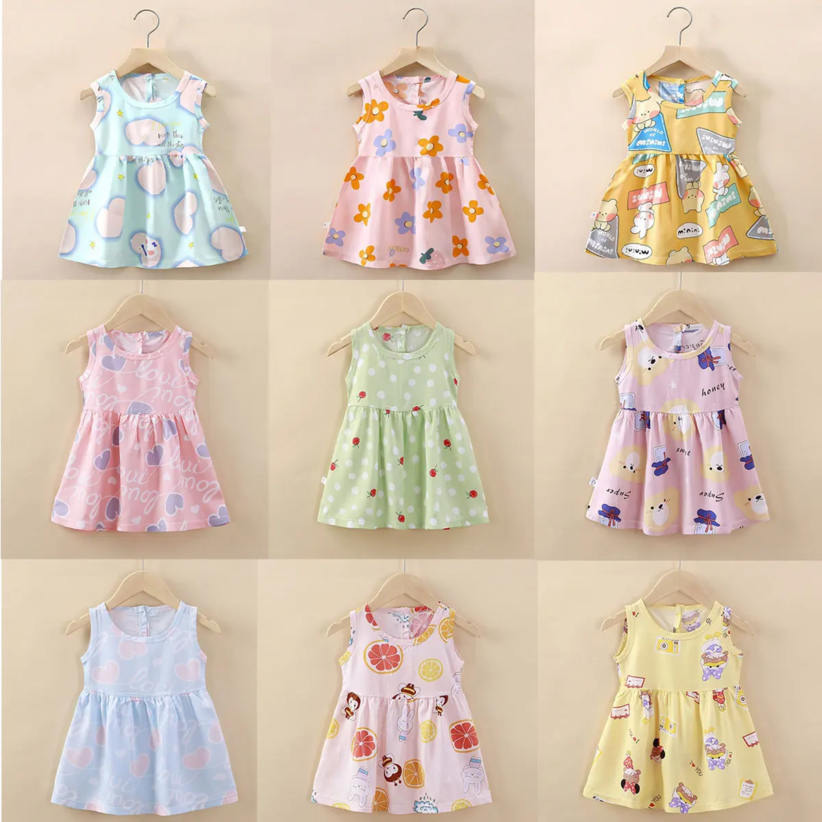 

Girls Summer Clothing Halloween Christmas Cartoon Infants and Toddlers Daily Casual Various Color Printed Dresses Kid Baby