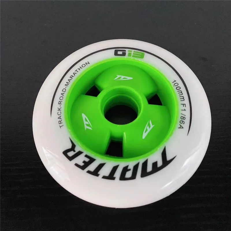 6 / 8 pieces G13 F1 Speed Skating Racing Wheels with Green MATTER Gi3 110mm 100mm 90mm Size for Indoor Outdoor Marathon Sports