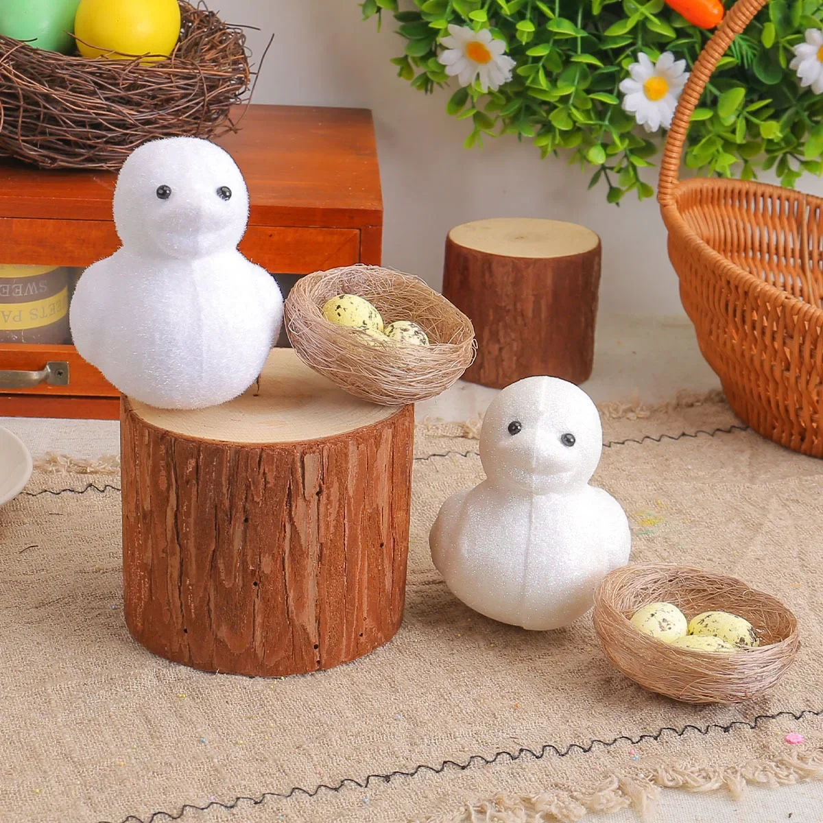 Easter Duck Decoration Ornament DIY Simulation Egg Dead Branches Bird Nest Scene Decoration Easter Egg Set Event Party