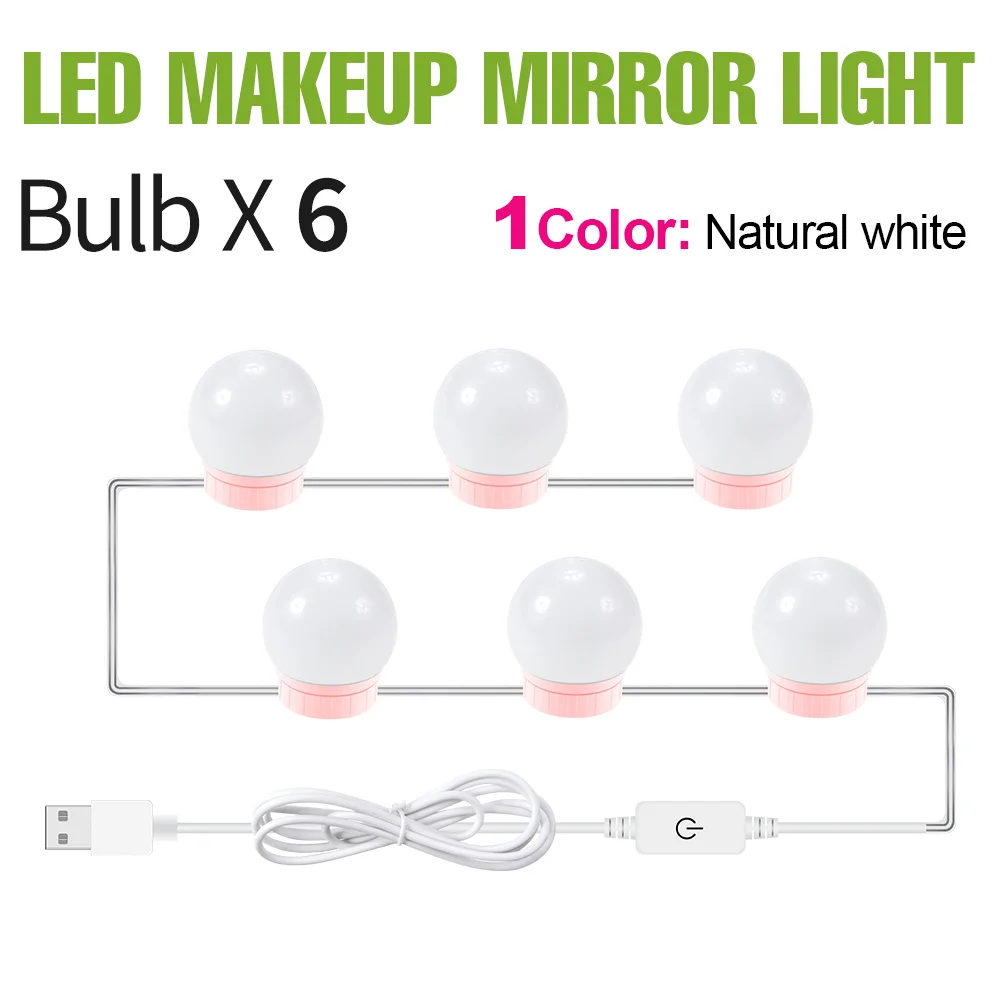 Led Spiegel Ijdelheid Lamp Kaptafel Lampen Touch Dimbare 3 Kleuren Modi Dc 5V Voor Thuis Slaapkamer Make-Up Spiegels Decoratie