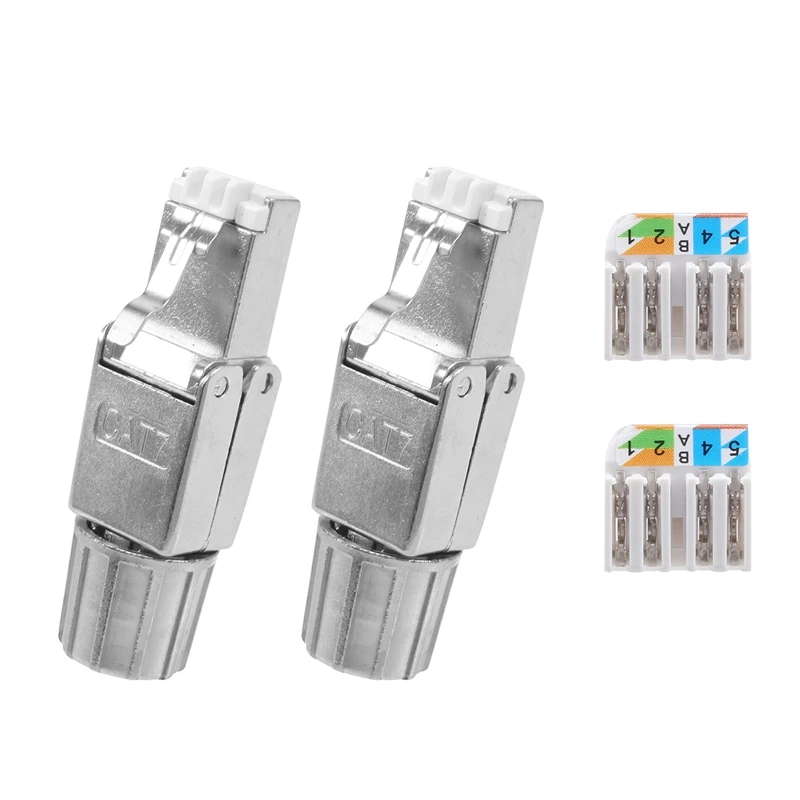 2 Pcs For RJ45 CAT7 Connectors Tool Free Shielded Toolless Modular Network Plug For Installation Cable