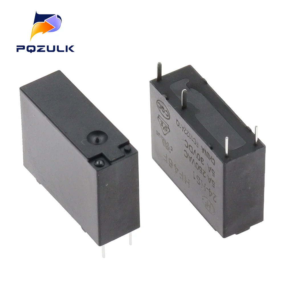 Relé de potencia de 10 piezas, 5A, 4 pines, HF46F-5-HS1, HF46F-12-HS1, A, normalmente abierto, 5, 12, 24 VDC, 5A, 250VAC