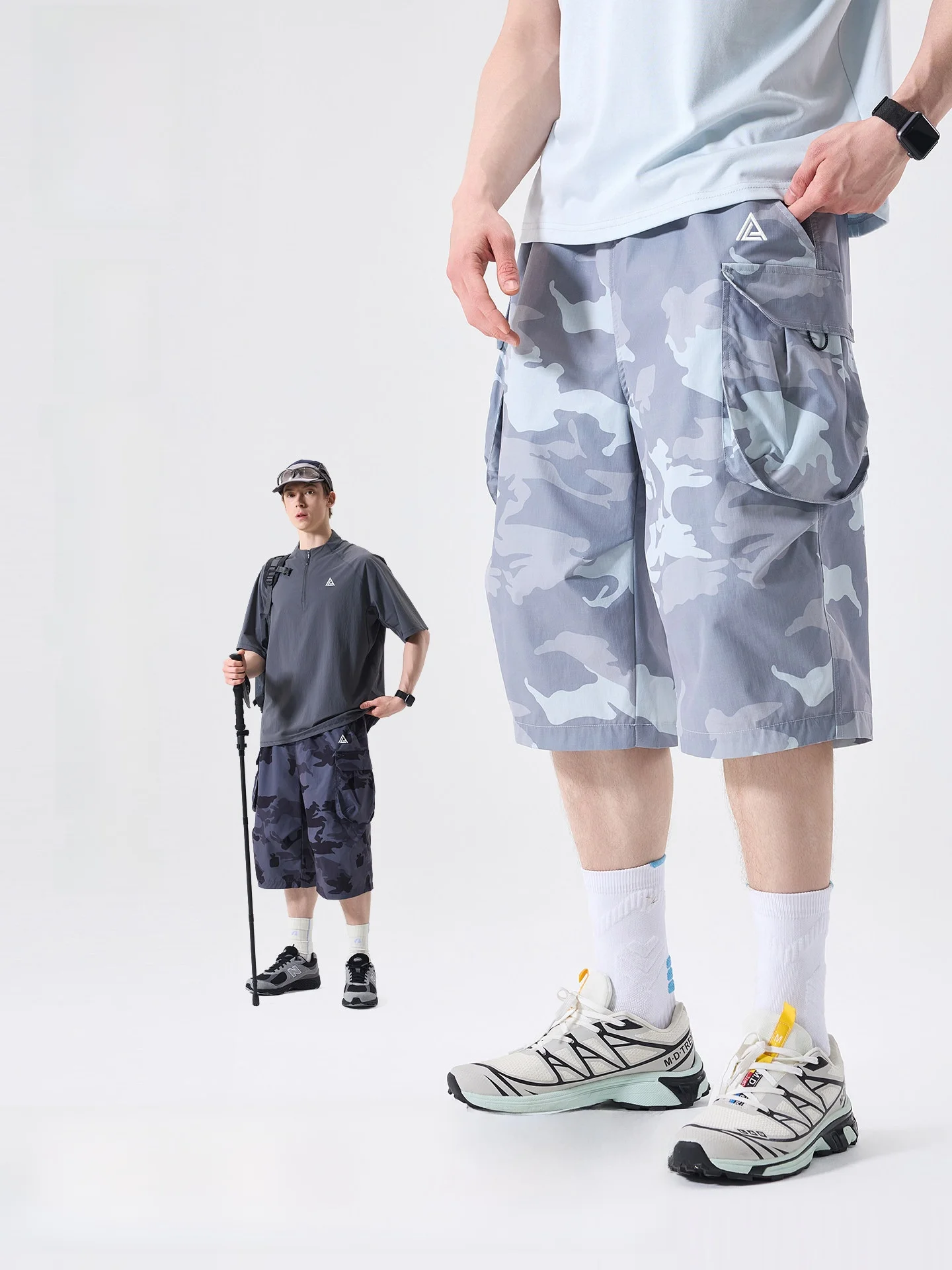 

LAZY DAY Outdoor Quick Dry Workwear Seven-Foot Pants Men Summer Hiking Casual Pants Anti-Ultraviolet Loose Fit Polyester
