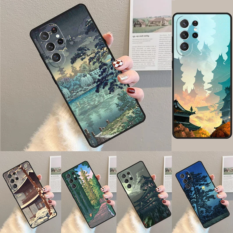 Cover For Samsung Galaxy S24 Ultra S21 S22 S8 S9 S10E Note 10 20 Plus FE S23 Japanese Ukiyoe Phone case Coque