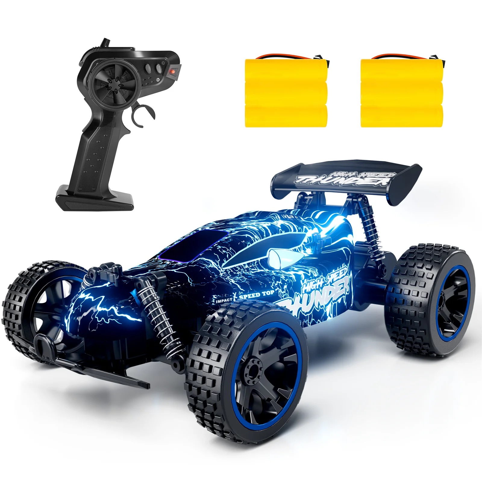 RC Cars Remote Control Car for Boys Girls, 1:18 Scale RC Car with LED Lights, 2.4GHz 2WD All Terrain RC Car, Play 60 Min