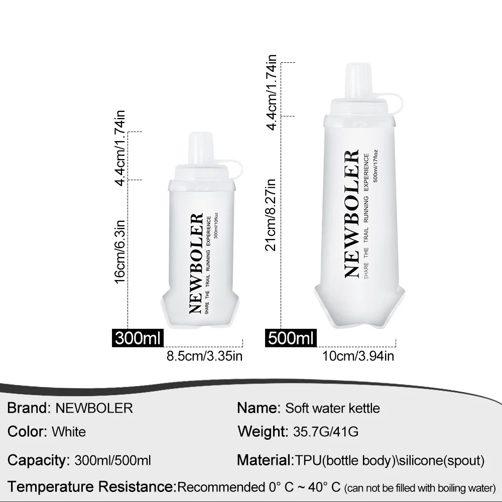 NEWBOLER Sport-Wasserflaschen, BPA-frei, zusammenklappbar, weiche Flasche, Laufen, Camping, Wandern, Hydroflasche, weiche Wasserflasche für die Hydratation – Detail 1
