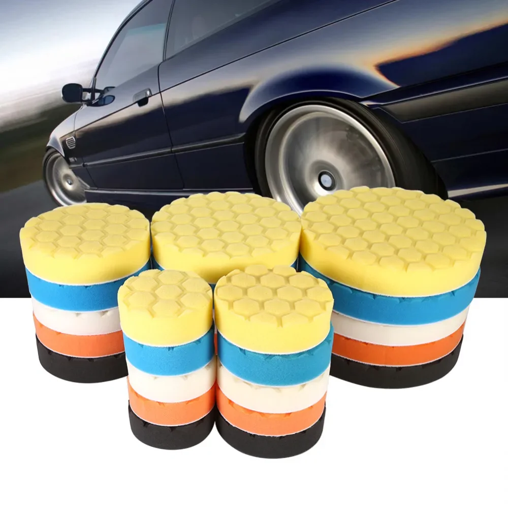 5er-Pack 3/4/5/6/7 Zoll Compound-Polierpads, Schleif- und Polierschwamm-Set für Auto-Poliermaschinen zum Polieren und Wachsen