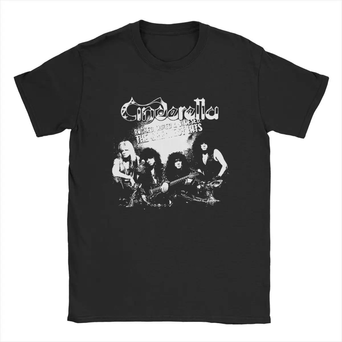 Cinderellas Rocked Wired And Bluesed T Shirts Men Cotton T-Shirt Round Neck Rock Band Tee Short Sleeve merchandise Plus Size