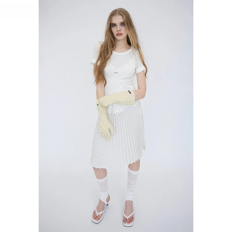 

MDNOTE плиссированная юбка в горошек, женская юбка трапециевидной формы с высокой талией, коллекция капсул, ранняя осень, серия капсул